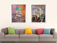 Silent Dome: Bright Impressionist Oil Painting - Singapore National Gallery - Original Architectural Artwork - Contemporary Urban Home Decor