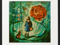 6 Whimsical Little Girl Impressionist Painting Art Prints, vintage colorful quirky cool fantasy w music cat dog dolphins at sea, european pics