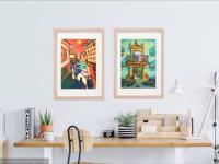 8 Spanish Art Prints - Spain camino de santiago compostela cathedral impressionist paintings of european architecture in surreal Cezanne style