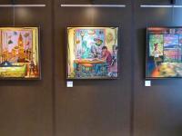 Whimsical Heritage Original Painting Art, of Singapore girl travelling in Japan Tokyo doing yoga and yearning for Singaporean peranakan food