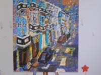 Chinatown Blues - Original Oil Canvas Painting of Singapore City - Impasto Van Gogh Style - Vibrant Heritage Street - Peranakan Shophouses