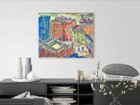 Latte Afternoon Impressionist Spanish Oil Painting - Whimsical Girona Cityscape Art - European Art for Home decor - Spain Travel Vibes Art