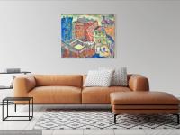 Latte Afternoon Impressionist Spanish Oil Painting - Whimsical Girona Cityscape Art - European Art for Home decor - Spain Travel Vibes Art