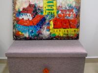 Singapore Shophouses Landscape Oil Painting Art with Bright Orange Rooftops - Impressionist Mood - Vibrant Home Decor - Unique Artwork