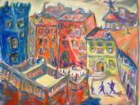 Latte Afternoon Impressionist Spanish Oil Painting - Whimsical Girona Cityscape Art - European Art for Home decor - Spain Travel Vibes Art