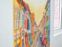 Original Singapore Shophouse Oil Painting, Everton Road Peranakan Art, Hand Painted Heritage Street Scene Canvas, Vibrant Asian Wall Art