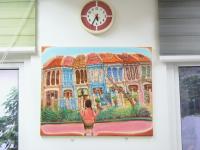 Emerald Hill Shophouses Oil Painting: Singapore Peranakan Heritage Street at Orchard Road with Little Nonya Girl on Swing