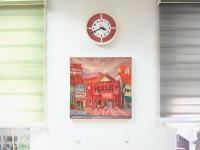 Katong Red House Bakery Vibrant Original Oil Painting by Singapore Artist: an Iconic Conservation Shophouse at Nostalgic Heritage Street