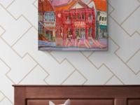 Katong Red House Bakery Vibrant Original Oil Painting by Singapore Artist: an Iconic Conservation Shophouse at Nostalgic Heritage Street