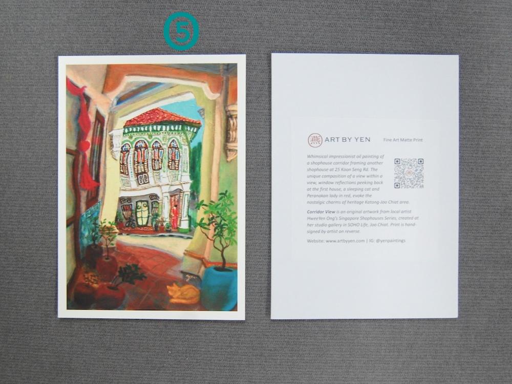 Singapore Souvenir 5x7 Signed Art Prints of Emerald Hill, Joo Chiat, Tanjong Pagar Shophouse Paintings | Vibrant Asia Travel $20 Gift of Peranakan Heritage