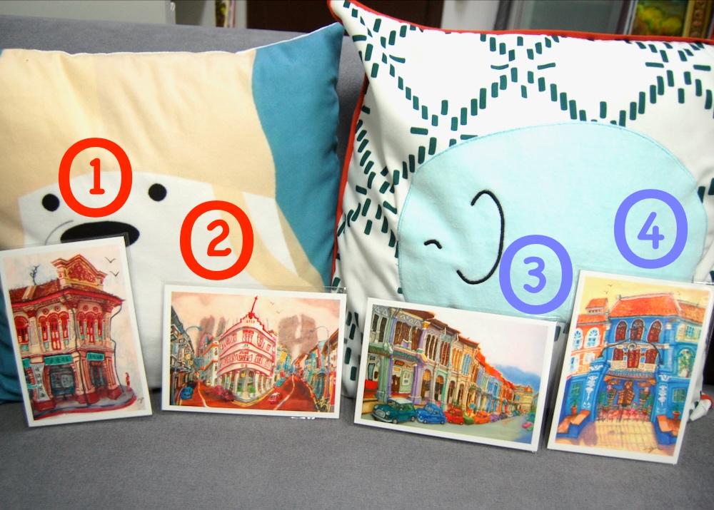 Singapore Souvenir 5x7 Signed Art Prints of Emerald Hill, Joo Chiat, Tanjong Pagar Shophouse Paintings | Vibrant Asia Travel $20 Gift of Peranakan Heritage