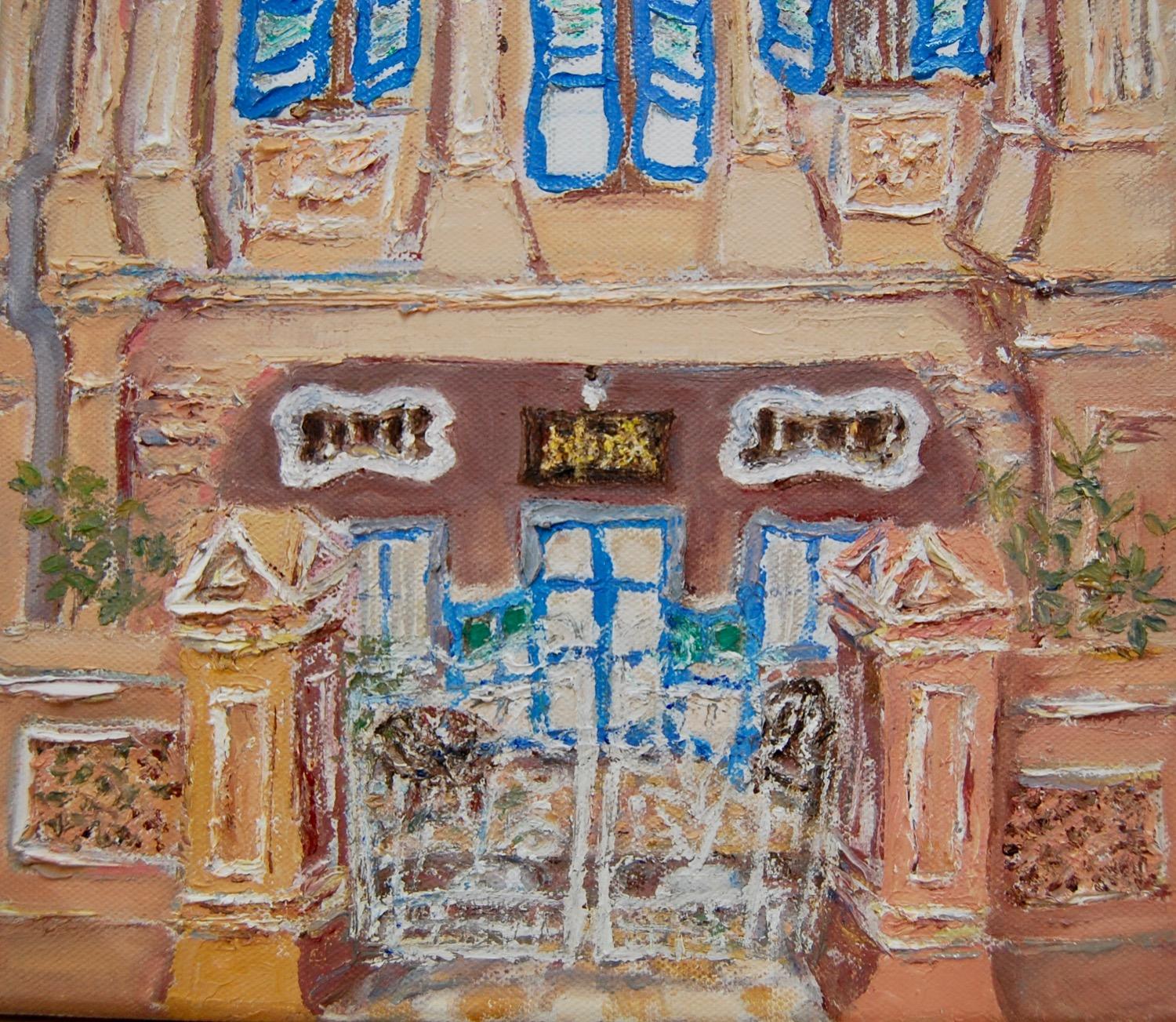 3 - Biege Peranakan Shophouse Oil Painting - Singapore City Heritage Artwork for Home Decor - 8-Row Art Collection - Singapore Souvenir -PH3