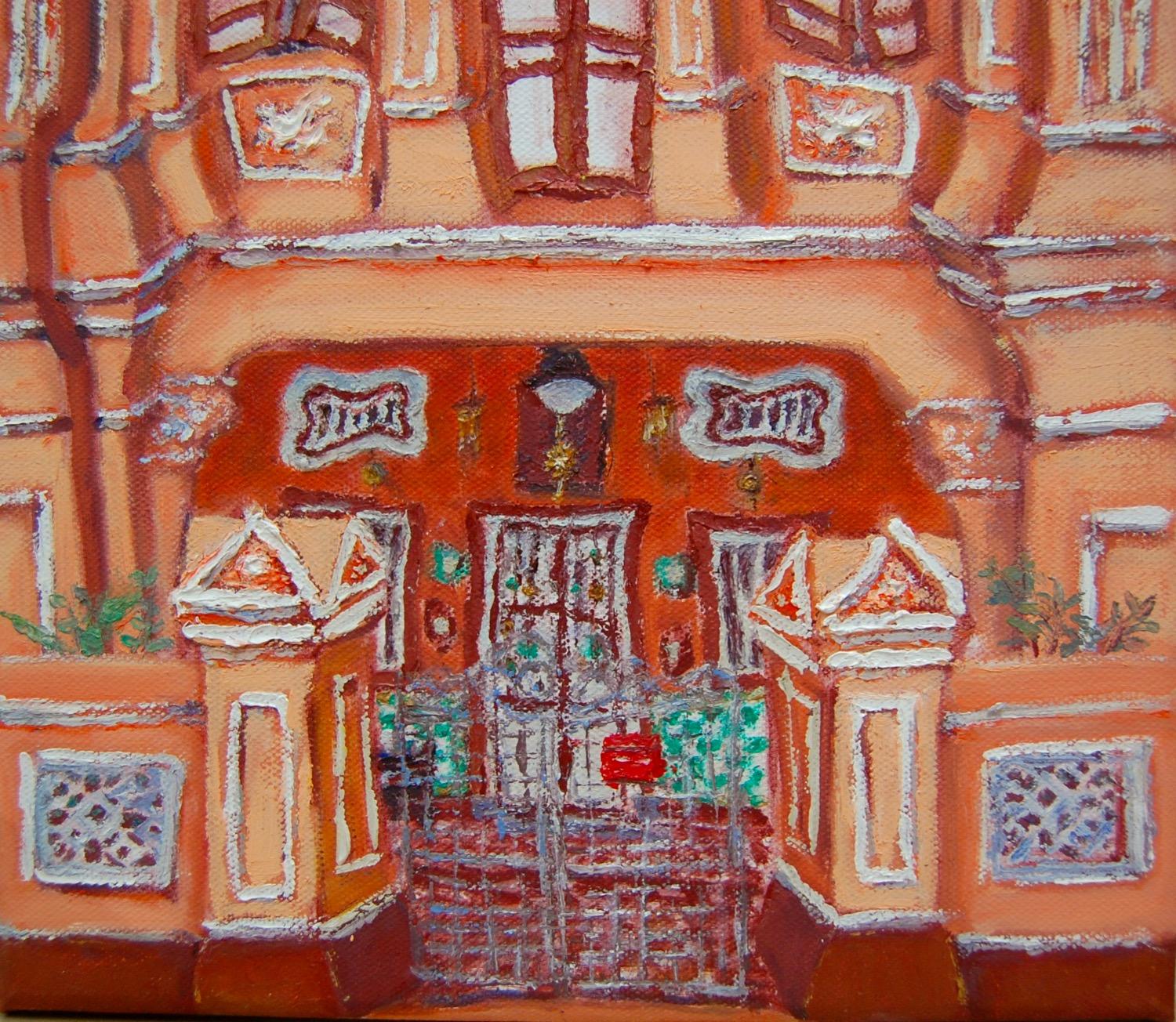 6 - Orange Peranakan Shophouse Oil Painting - Singapore City Heritage Artwork for Home Decor - 8-Row Art Collection - Singapore Souvenir -PH6