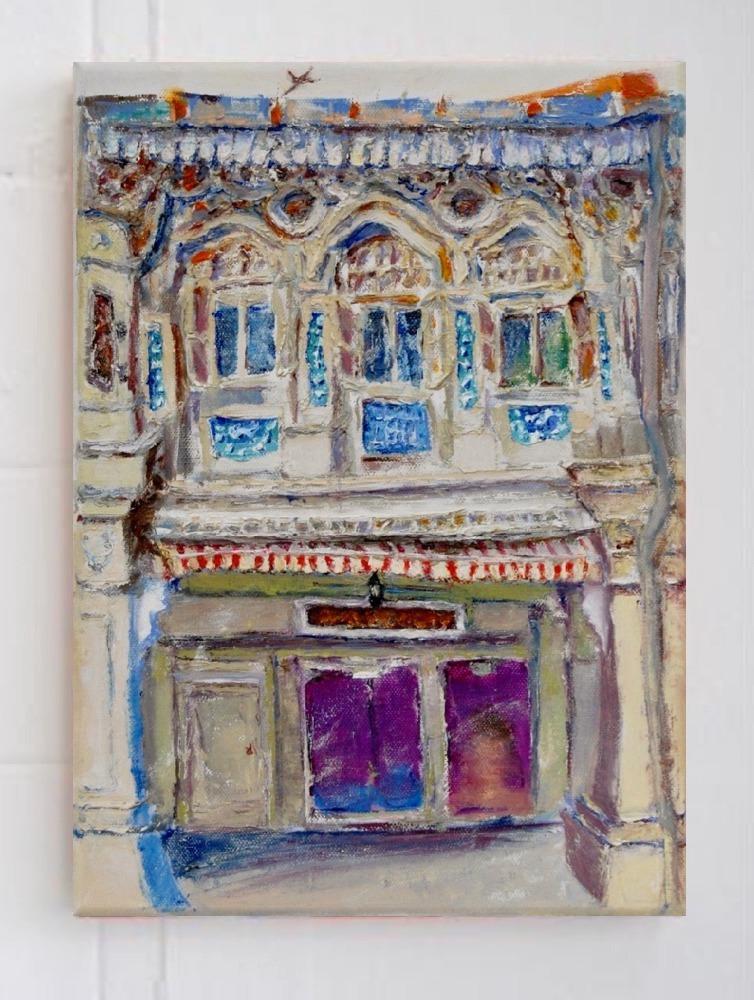 4 - White impasto chinese shophouse oil painting at Singapore city heritage street of peranakan architecture in impressionist colors -SH4