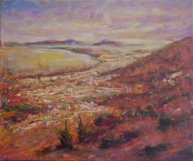 Cape of Hope - Capetown Impressionist Landscape Painting Original Art, South Africa, Scenic Mountain Sunset, Coastal Scenery, Purple, Orange