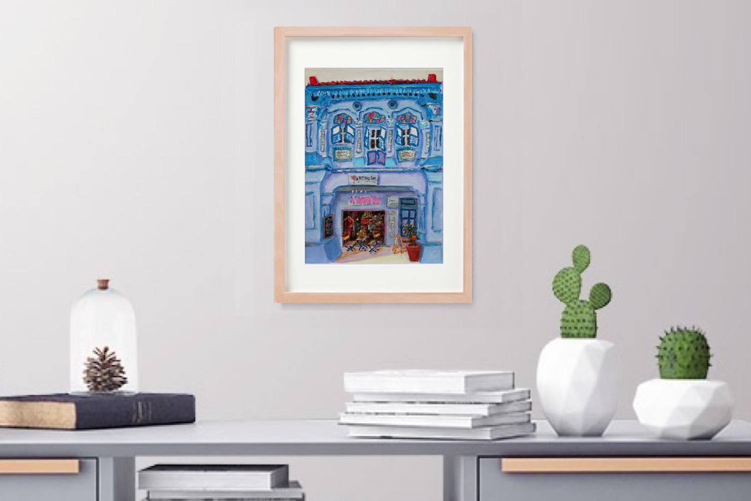 Chinese Shophouses Art Prints A4 - Colourful Impressionist Paintings of Pretty Peranakan Houses - Singapore City Souvenirs