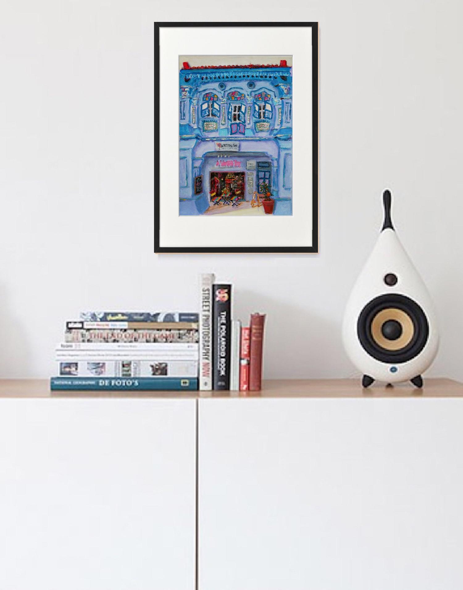 Chinese Shophouses Art Prints A4 - Colourful Impressionist Paintings of Pretty Peranakan Houses - Singapore City Souvenirs