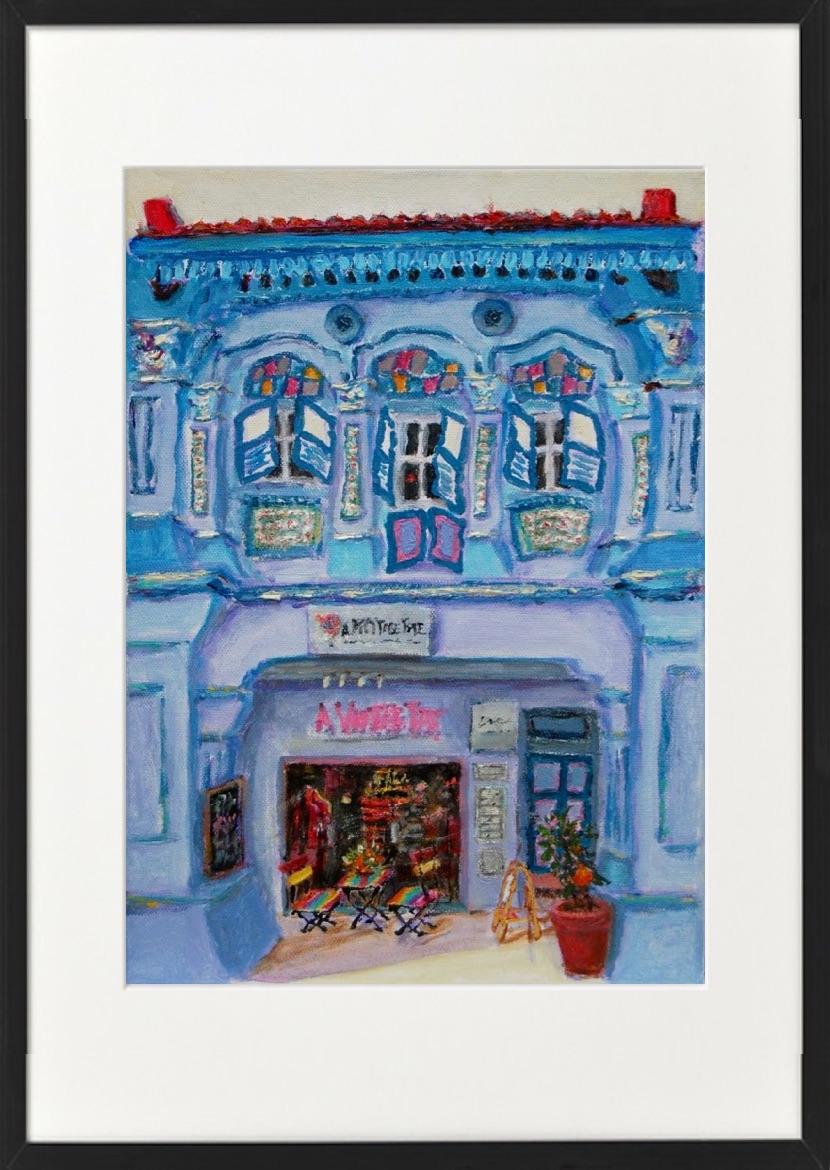Chinese Shophouses Art Prints A4 - Colourful Impressionist Paintings of Pretty Peranakan Houses - Singapore City Souvenirs