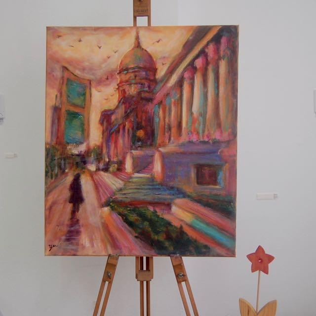 Art And Justice - Surreal fauvist impressionist painting of Singapore city's National Art Gallery, once the Supreme Court building 