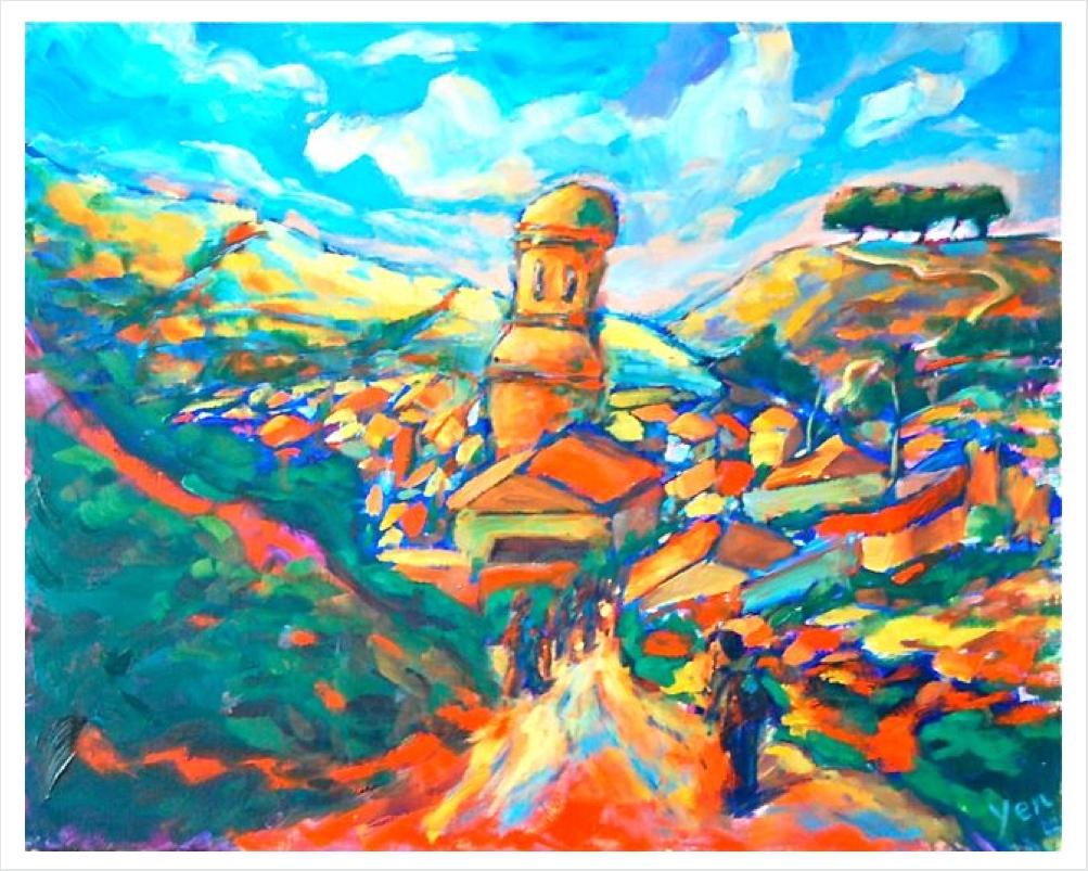 Camino de Santiago Art Prints 8x10" - Pilgrim Trail Landscape Wall Decor - Way of St James Art - Spain Travel Landscape Paintings - El Camino Gift