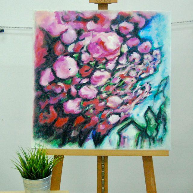 Blossoms Way -Pink Sakura Trees Oil Painting, Cherry Blossoms, Japanese Flowers, Floral Art, Spring Season, Nature, Whimsical, Expressionist