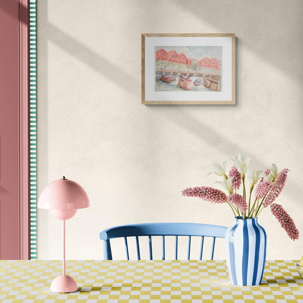 Singapore landscape watercolor painting - Boat Quay Riverside Point - original artwork - boats bridge scenery - whimsical impressionist art