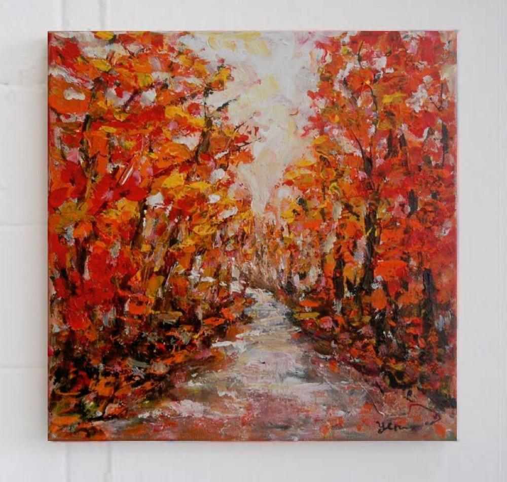 Brilliance Autumn Trees Original Acrylic Painting - Vibrant Nature Forest Landscape Fine Art - Fall Foliage Wall Decor - Seasonal Artwork