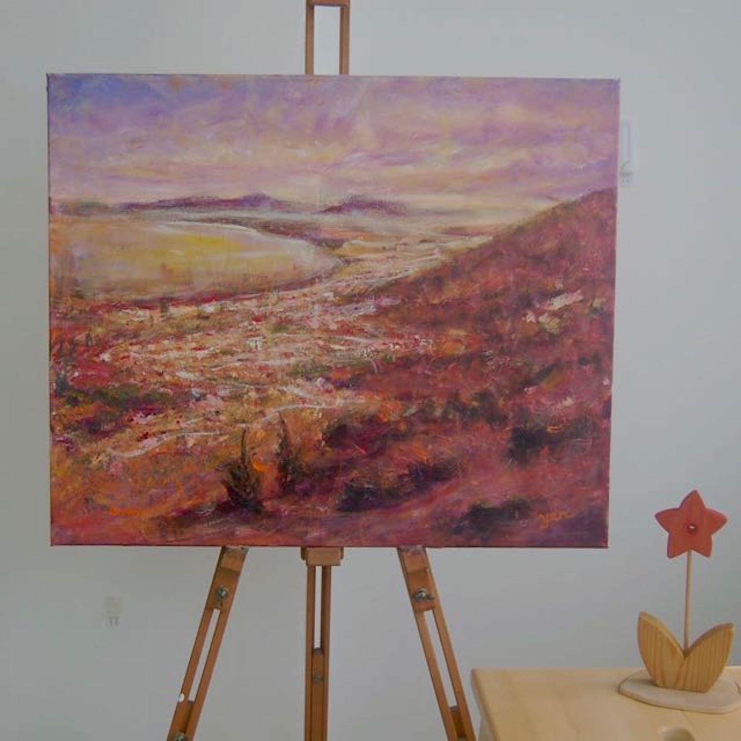 Cape of Hope - Capetown Impressionist Landscape Painting Original Art, South Africa, Scenic Mountain Sunset, Coastal Scenery, Purple, Orange
