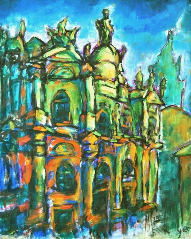 Spanish Art Prints - Camino de Santiago Compostela Cathedral - Impressionist Travel Landscape Paintings - Spain Souvenir