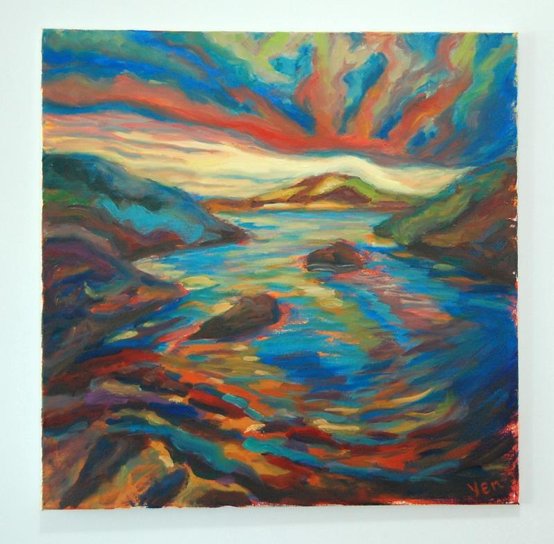 Kaleidoscope -Scottish Highlands, Surreal Painting, Seascape, Oil Painting, Colorful Landscape, Scotland Coast, Storm Clouds, Van Gogh Style