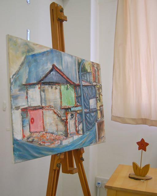 Once Upon A House - Impasto oil painting of old building ruins in Singapore evoking the memories of what the home might have been