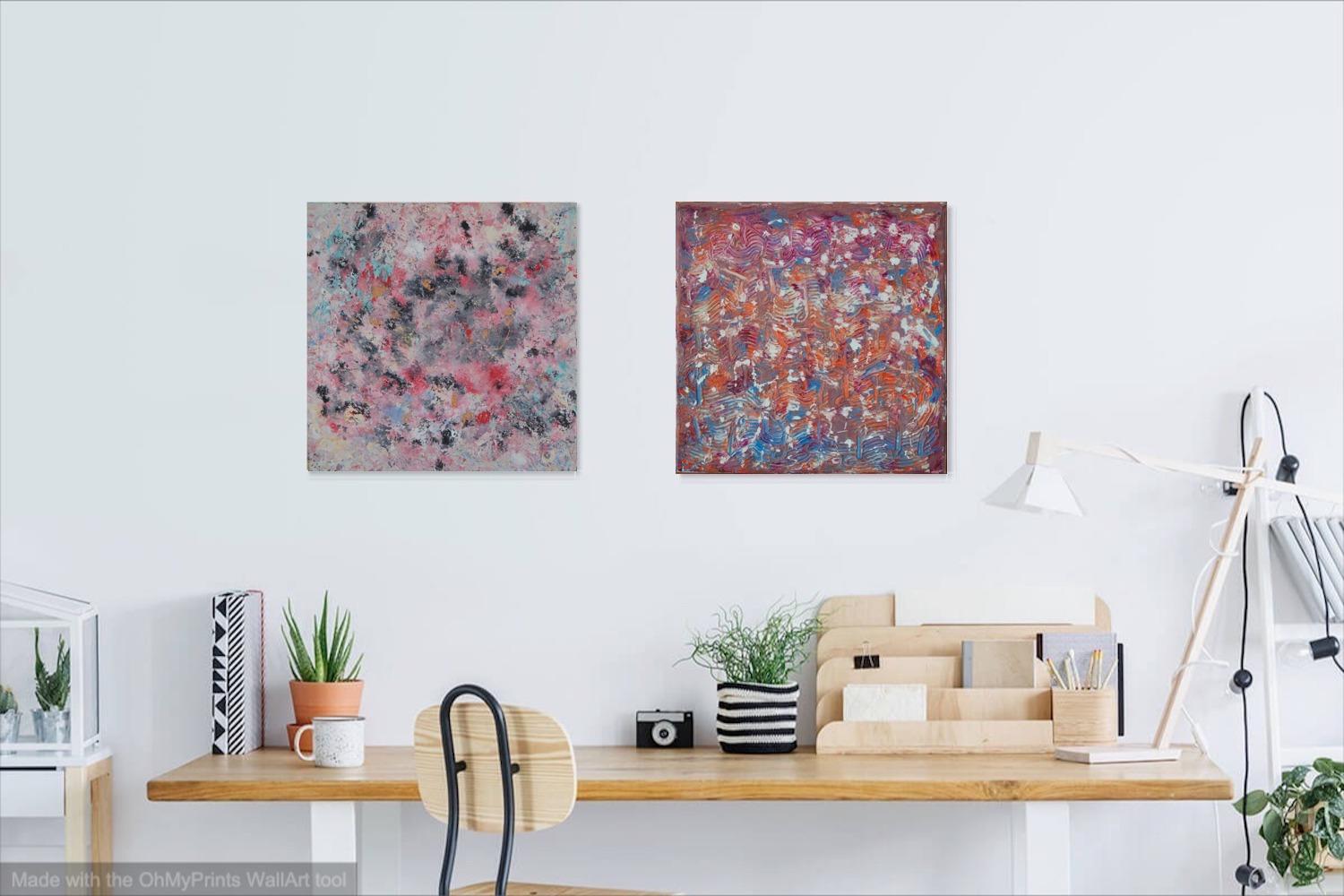 Snow Deep - abstract acrylic painting original canvas art in impressionist pastel rose pink hues, impasto textures, floral, cherry blossoms