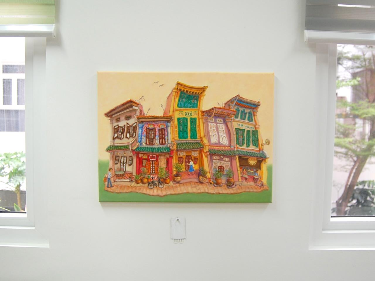 Singapore Shophouses Oil Painting: Spottiswoode Park, Vibrant Heritage Cityscape Art - 18x24 Canvas