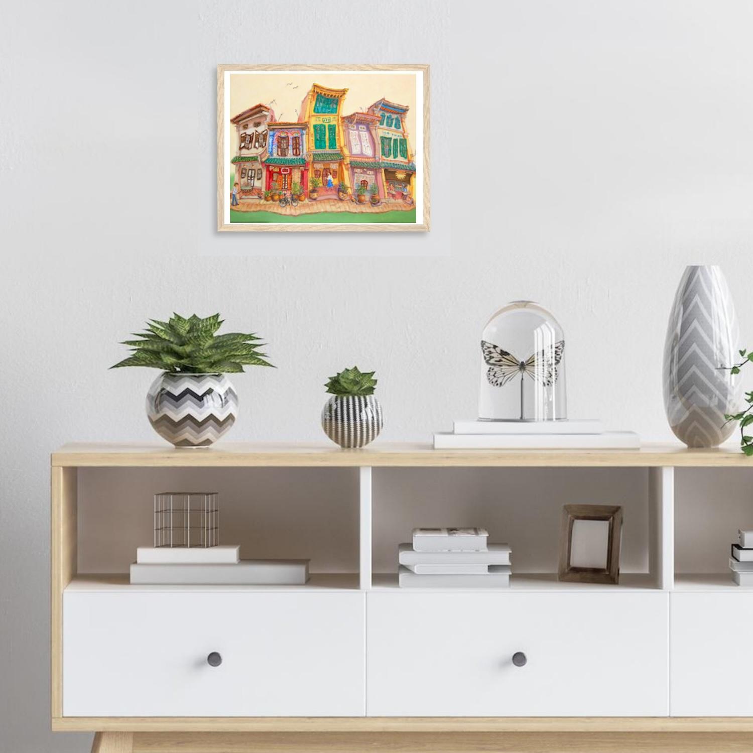 Singapore Art Print of Spottiswoode Park Shophouses Vibrant Artwork, Asia Travel Poster Souvenir