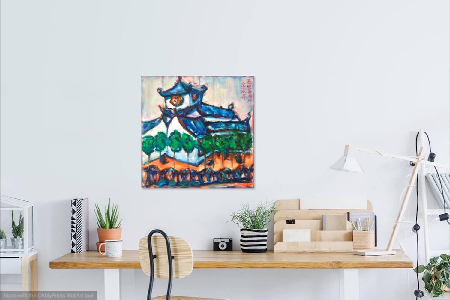 Suzhou Gardens - Chinese Painting, Zen House, Whimsical Art, Original Oil Painting, Impressionist, China Architecture, Classical, Asian Art