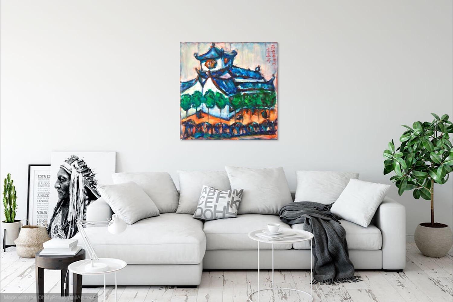 Suzhou Gardens - Chinese Painting, Zen House, Whimsical Art, Original Oil Painting, Impressionist, China Architecture, Classical, Asian Art