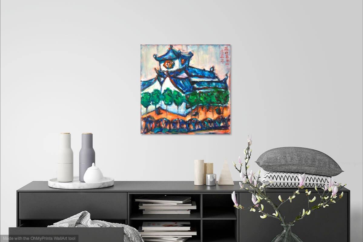 Suzhou Gardens - Chinese Painting, Zen House, Whimsical Art, Original Oil Painting, Impressionist, China Architecture, Classical, Asian Art