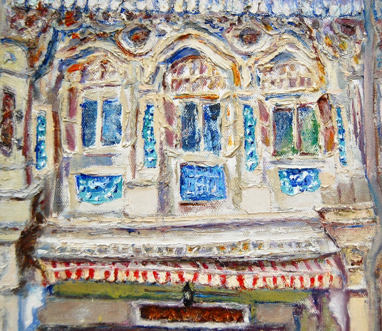 4 - White impasto chinese shophouse oil painting at Singapore city heritage street of peranakan architecture in impressionist colors -SH4