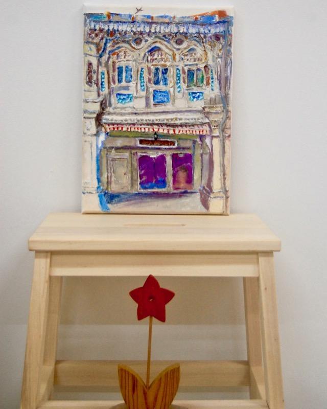 4 - White impasto chinese shophouse oil painting at Singapore city heritage street of peranakan architecture in impressionist colors -SH4