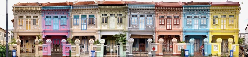6 - Orange Peranakan Shophouse Oil Painting - Singapore City Heritage Artwork for Home Decor - 8-Row Art Collection - Singapore Souvenir -PH6