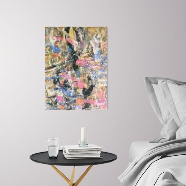 Treble Joy - Music Art Acrylic Painting of Treble Clef, original canvas abstract art with whimsical impressionist patterns of musical notes