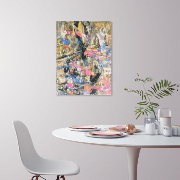 Treble Joy - Music Art Acrylic Painting of Treble Clef, original canvas abstract art with whimsical impressionist patterns of musical notes