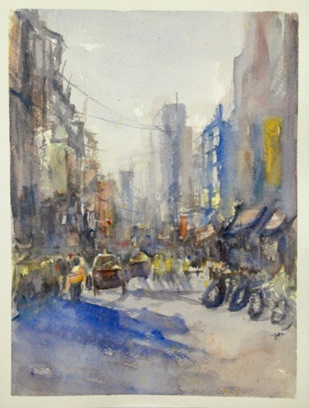 Taiwan Taipei street landscape atmospheric impressionist painting