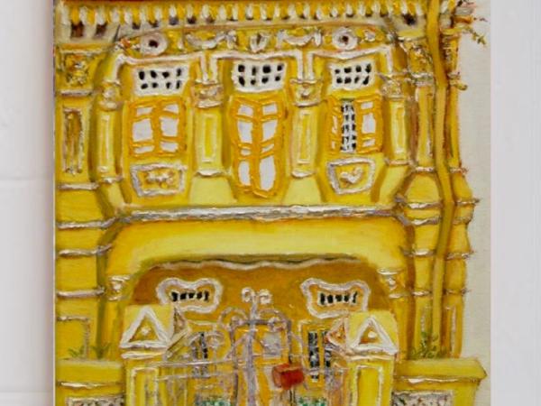 8 - Yellow Peranakan Shophouse Oil Painting - Singapore City Heritage Artwork for Home Decor - 8-Row Art Collection - Singapore Souvenir -PH8
