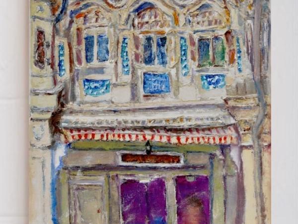 4 - White impasto chinese shophouse oil painting at Singapore city heritage street of peranakan architecture in impressionist colors -SH4