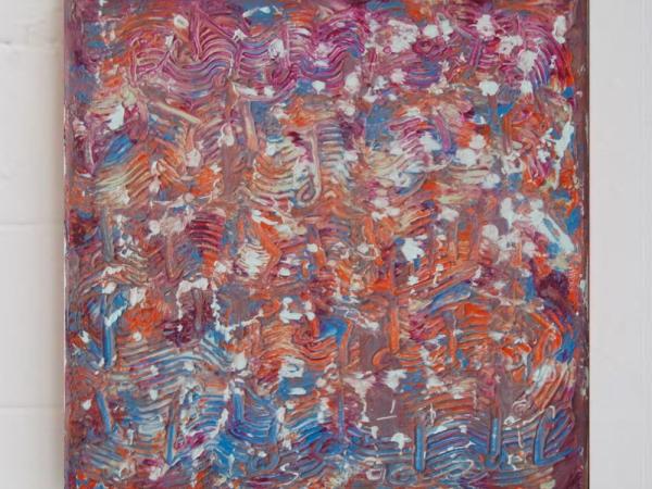 Night Dance -abstract starry night impasto acrylic painting original canvas art in impressionist purple pink wave textures of musical notes