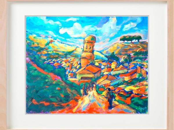 Camino de Santiago Art Prints - Pilgrim Trail Landscape Wall Decor - Way of St James Art - Spain Travel Landscape Paintings - El Camino Gift