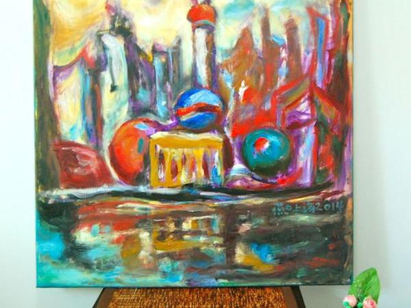 Shanghai Pudong - Art Painting, Abstract Impressionist, China City, Colorful Painting, Surreal Landscape, Iconic Buildings, Architectural Art