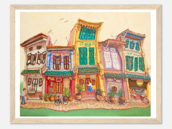 Singapore Art Print of Spottiswoode Park Shophouses Vibrant Artwork, Asia Travel Poster Souvenir