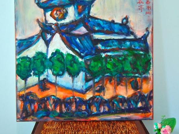 Suzhou Gardens - Chinese Painting, Zen House, Whimsical Art, Original Oil Painting, Impressionist, China Architecture, Classical, Asian Art